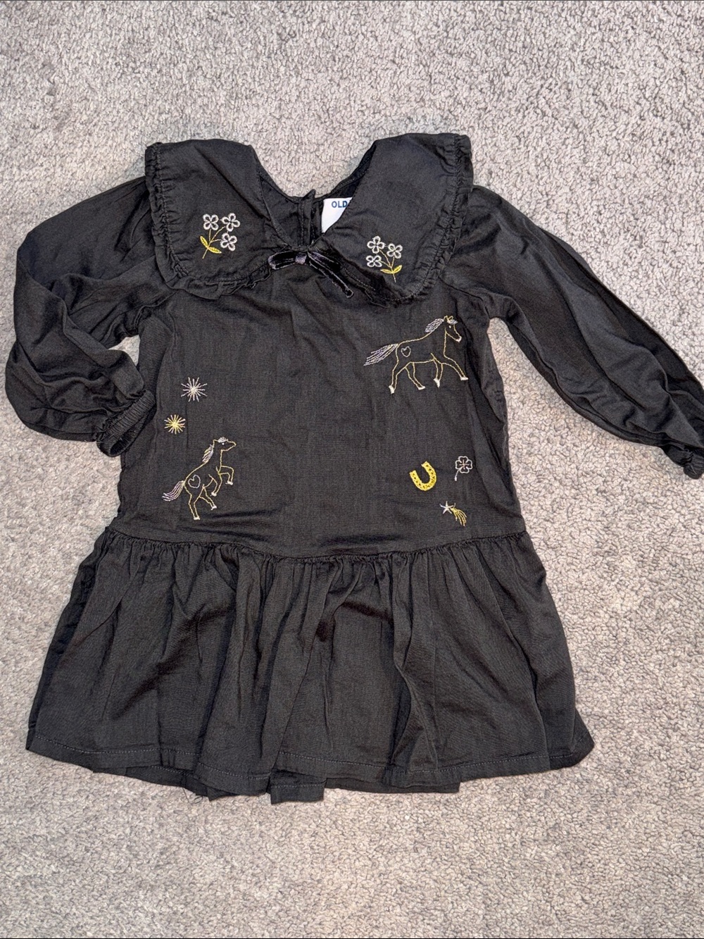 Long-Sleeve Embroidered Collared Dress for Toddler Girls - 3T